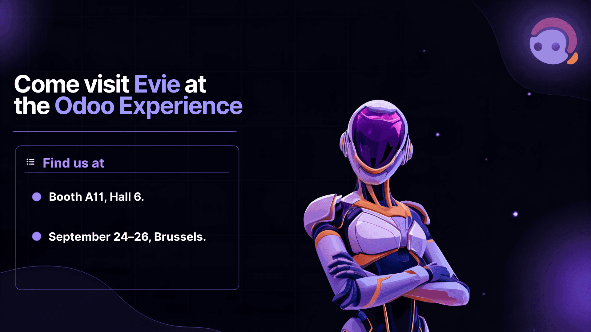 Come visit Evie at the Odoo Experience